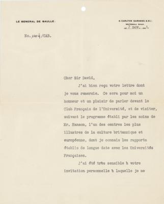 Lot #85 Charles de Gaulle Typed Letter Signed - Image 2
