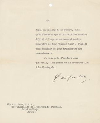 Lot #85 Charles de Gaulle Typed Letter Signed - Image 3