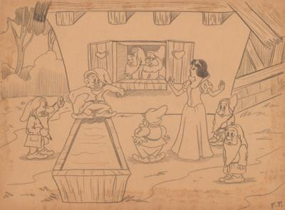 Lot #559 Frank Follmer concept story drawing for Snow White and the Seven Dwarfs - Image 1