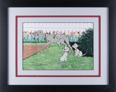 Lot #653 Perdita and puppies serigraph cel from One Hundred and One Dalmatians - Signed by Frank Thomas and Ollie Johnston - Image 2