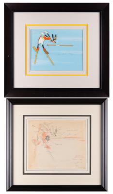 Lot #610 Goofy production cel and matching model color drawing from The Olympic Champ - Image 1