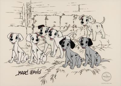 Lot #680 Dalmatian puppies limited edition serigraph cel from One Hundred and One Dalmatians - Signed by Marc Davis - Image 1