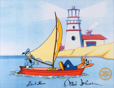 Lot #672 Donald Duck and Goofy limited edition serigraph cel from No Sail - Signed by Frank Thomas and Ollie Johnston - Image 1