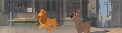 Lot #639 Lady and Tramp production cels and key