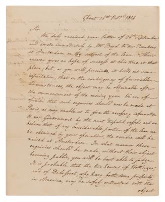 Lot #6 War of 1812: John Quincy Adams and Albert Gallatin Letter Signed with $6 Million European Loan Document Archive - Image 2