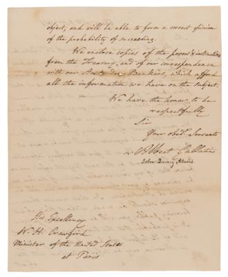 Lot #6 War of 1812: John Quincy Adams and Albert Gallatin Letter Signed with $6 Million European Loan Document Archive - Image 3