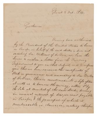 Lot #6 War of 1812: John Quincy Adams and Albert Gallatin Letter Signed with $6 Million European Loan Document Archive - Image 5