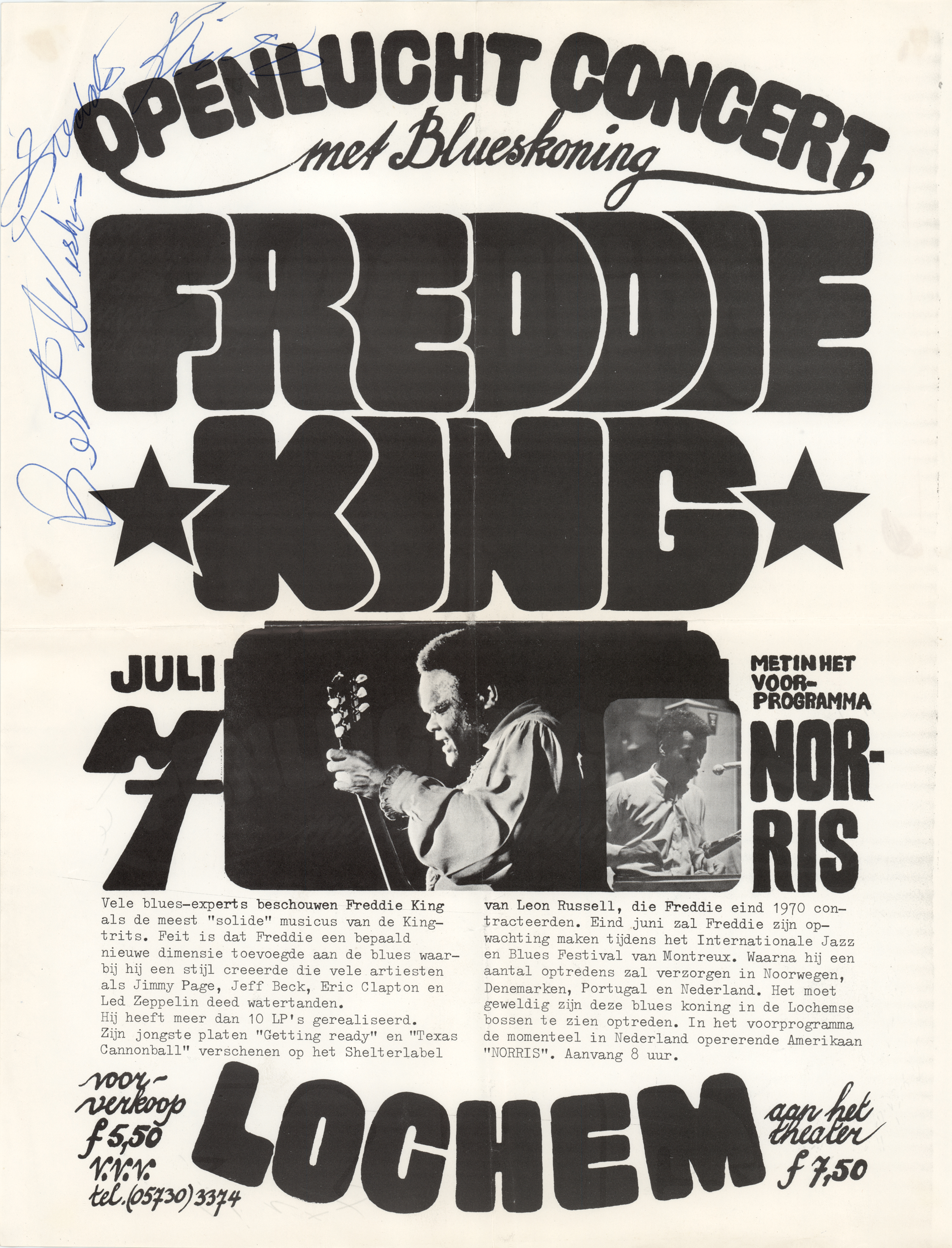 Lot #349 Freddie King Signed 1973 Concert Poster - Image 1