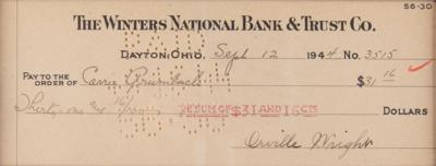 Lot #237 Orville Wright Signed Check to His Housekeeper - Image 2