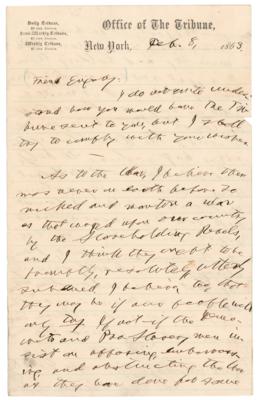 Lot #145 Horace Greeley Autograph Letter Signed on