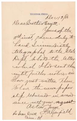 Lot #43 James A. Garfield Letter Signed as