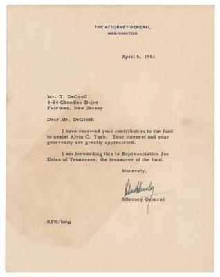 Lot #152 Robert F. Kennedy Typed Letter Signed on Relief for Alvin York - Image 1