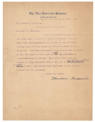 Lot #17 Theodore Roosevelt Typed Letter Signed as Vice President, Commenting on the Role of the VP - Image 1