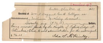 Lot #54 Ida McKinley Document Signed for William McKinley Estate Payment - Image 1