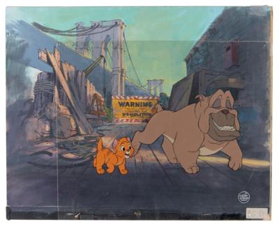 Lot #669 Oliver and Francis production cels and production background from Oliver and Company - Image 2