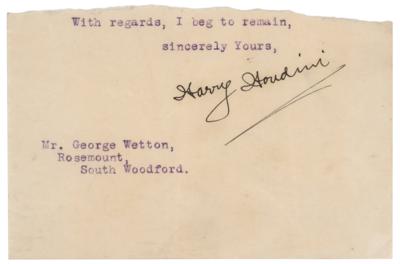 Lot #469 Harry Houdini Signature