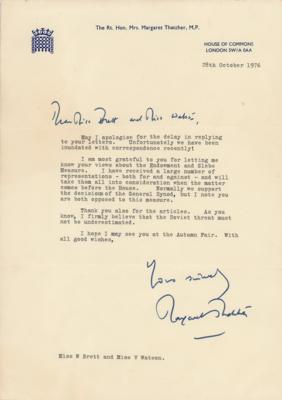 Lot #188 Margaret Thatcher Typed Letter Signed on