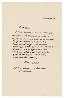 Lot #286 Albert Camus Autograph Letter Signed