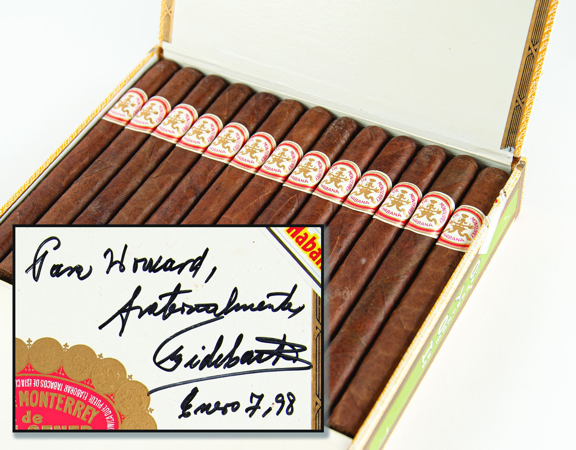 Lot #83 Fidel Castro Signed Cigar Box to Howard Bingham, Muhammad Ali's Photographer - Image 1