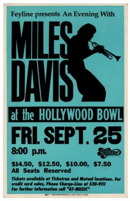 Lot #344 Miles Davis Original 1981 Hollywood Bowl Concert Poster - Image 1