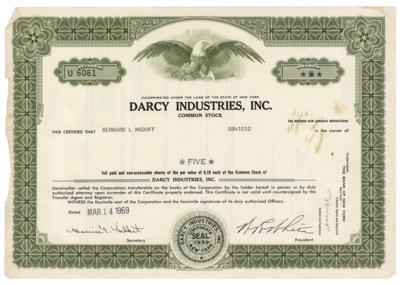 Lot #101 Bernie Madoff Rare, Early Signed Stock Certificate - Image 2