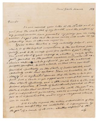 Lot #5 James Monroe Handwritten Draft Letter on the Constitution and National Bank - Image 2