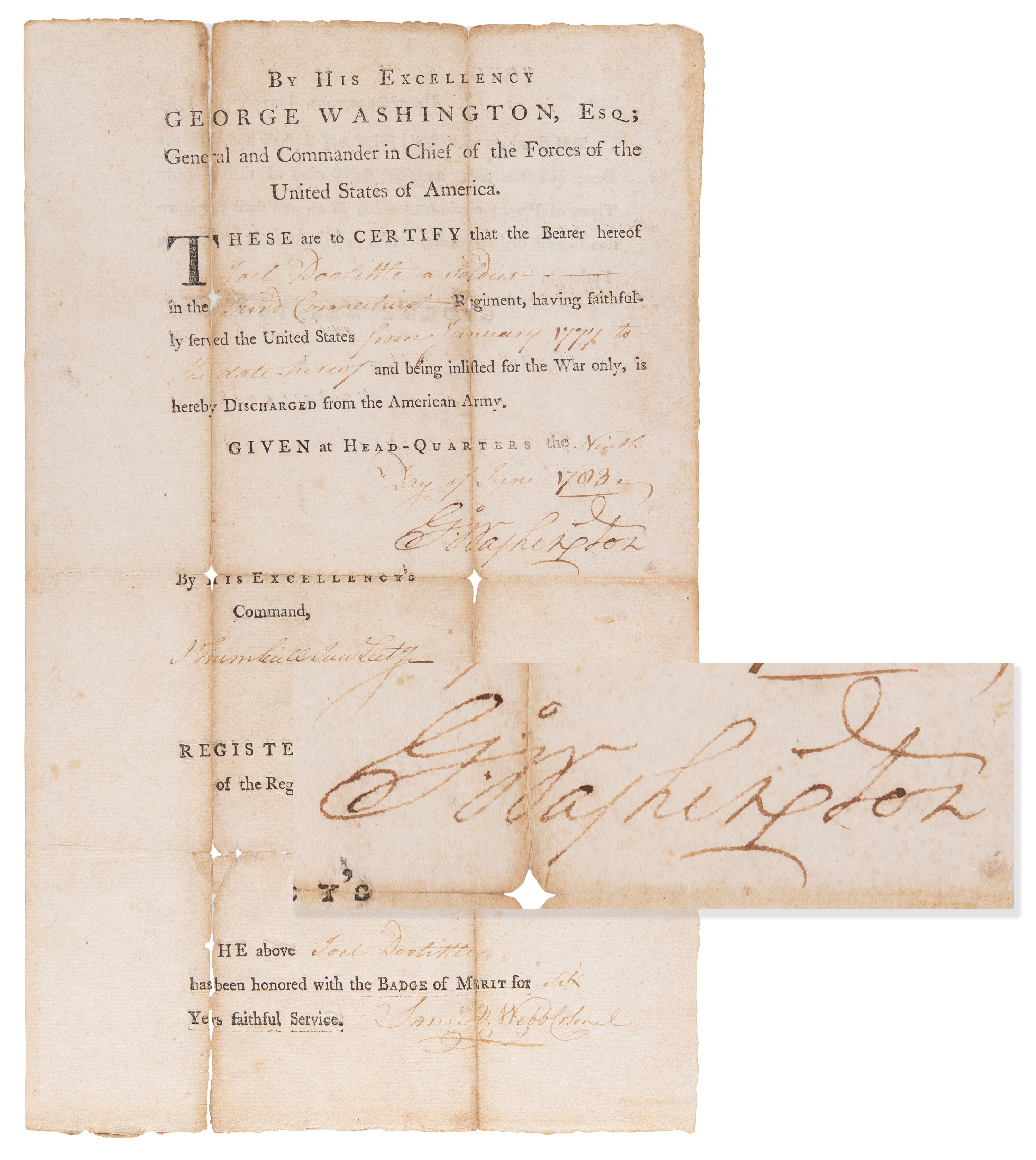 Lot #1 George Washington Signed Revolutionary War