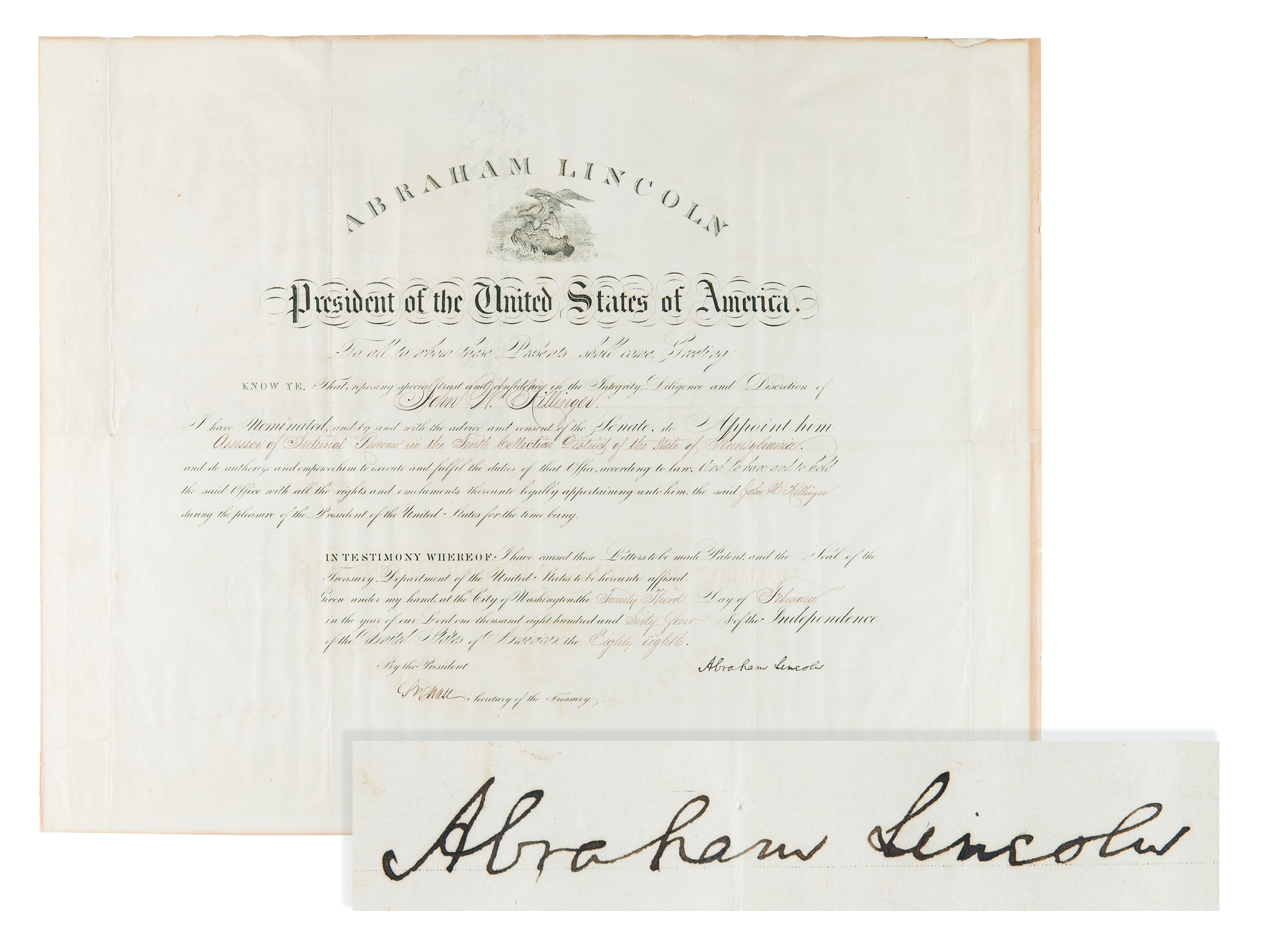 Lot #9 Abraham Lincoln Document Signed as