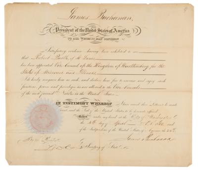 Lot #48 James Buchanan Document Signed as