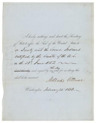 Lot #66 President Millard Fillmore Proclaims an 1851 Treaty with the Sioux Indians - Image 1