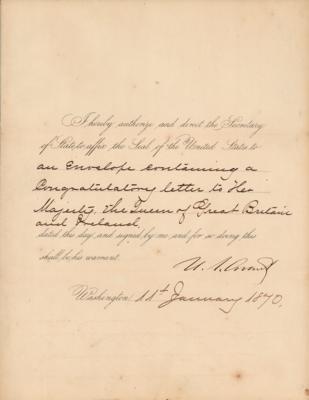 Lot #24 President U. S. Grant Sends a Congratulatory Letter to Queen Victoria - Image 1