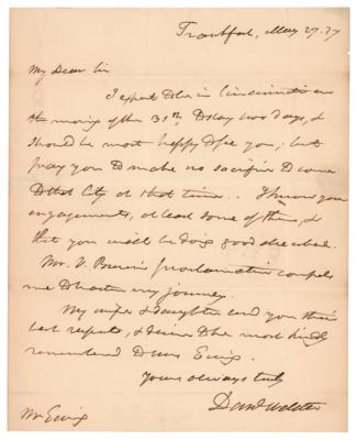 Lot #321 Daniel Webster Autograph Letter Signed with Free Frank - Image 1