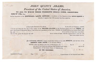 Lot #42 John Quincy Adams Document Signed as