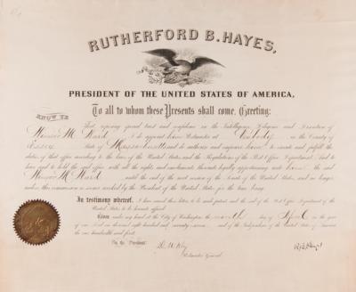 Lot #80 Rutherford B. Hayes Document Signed as President - Image 1