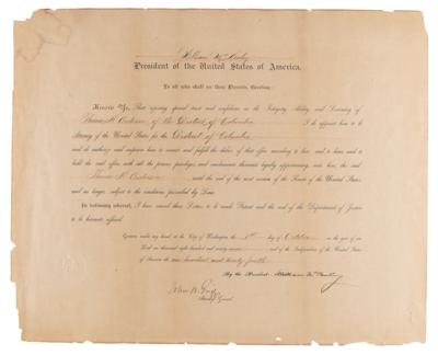 Lot #96 William McKinley Document Signed as President - Image 1