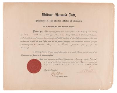 Lot #118 William H. Taft Document Signed as
