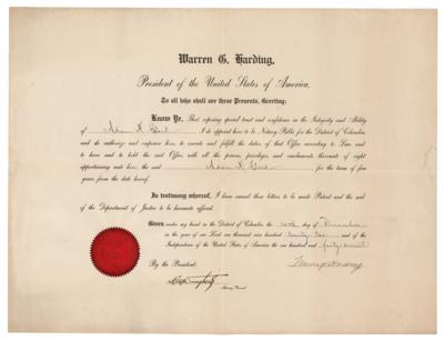Lot #71 Warren G. Harding Document Signed as