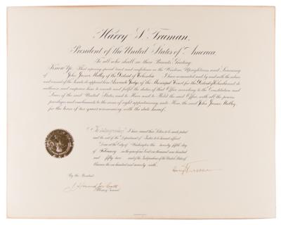Lot #121 Harry S. Truman Document Signed as President - Image 1