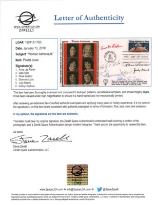 Lot #575 Women in Space Multi-Signed First Day Cover: Ride, Resnik, Seddon, Fisher, Sullivan, and Lucid - Image 2