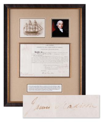 Lot #11 James Madison Document Signed as President, Appointing the Sailmaker of the USS Constitution - Image 2