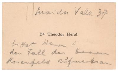Lot #157 Theodor Herzl Handwritten Note at London,