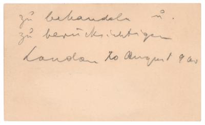 Lot #157 Theodor Herzl Handwritten Note at London, Following the Fourth Zionist Congress - Image 2