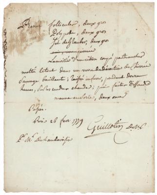 Lot #156 Joseph Guillotin Autograph Letter Signed - Image 1