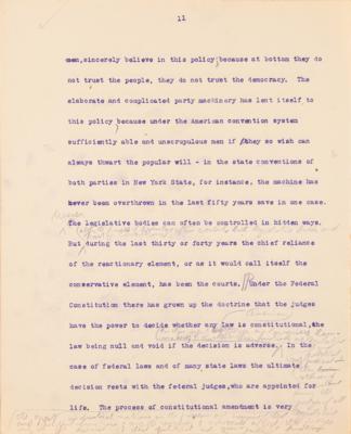 Lot #32 Theodore Roosevelt Signed and Hand-Edited Manuscript: "The Progressive Party; A movement to relate Democratic Government to the economic and social needs of a Democracy" - Image 12