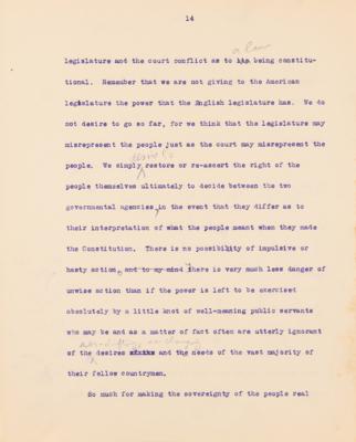 Lot #32 Theodore Roosevelt Signed and Hand-Edited Manuscript: "The Progressive Party; A movement to relate Democratic Government to the economic and social needs of a Democracy" - Image 15