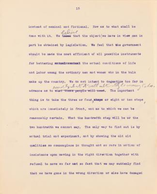 Lot #32 Theodore Roosevelt Signed and Hand-Edited Manuscript: "The Progressive Party; A movement to relate Democratic Government to the economic and social needs of a Democracy" - Image 16