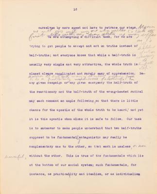 Lot #32 Theodore Roosevelt Signed and Hand-Edited Manuscript: "The Progressive Party; A movement to relate Democratic Government to the economic and social needs of a Democracy" - Image 17