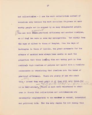 Lot #32 Theodore Roosevelt Signed and Hand-Edited Manuscript: "The Progressive Party; A movement to relate Democratic Government to the economic and social needs of a Democracy" - Image 18