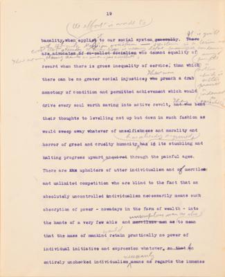 Lot #32 Theodore Roosevelt Signed and Hand-Edited Manuscript: "The Progressive Party; A movement to relate Democratic Government to the economic and social needs of a Democracy" - Image 20