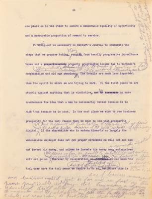 Lot #32 Theodore Roosevelt Signed and Hand-Edited Manuscript: "The Progressive Party; A movement to relate Democratic Government to the economic and social needs of a Democracy" - Image 25